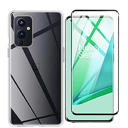 Xeptio Protection OnePlus 9 / One Plus 9 5G : Coque Gel de Protection en TPU Invisible arrière Transparente ET Protection écran Full Cover Noir