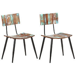 Decoshop26 Lot de 2 chaises de salle à manger cuisine bois de récupération solide CDS020285