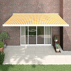 Maison Chic Store banne | Auvent rétractable de porte | Marquise Brise-soleil jaune et blanc 4,5x3 m tissu et aluminium -GKD19731