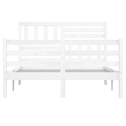 Acheter Maison Chic Lit adulte - Lit simple Cadre de lit,Structure du lit Contemporain Blanc Bois massif 140x200 cm -MN65775