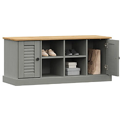 Avis Decoshop26 Banc de rangement à chaussures avec 4 compartiments et 2 petites armoires 106 x 35 x 45 cm en bois de pin gris DEC024963