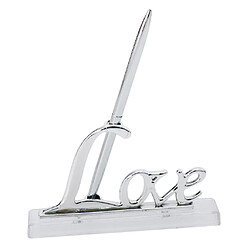 Stylo de Signature Mariage Support Porte-stylo Love Signe Table Décor - Argent