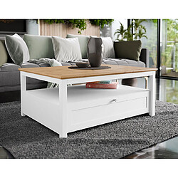 Bestmobilier Francesco - table basse - bois et blanc - 104 cm pas cher