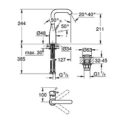 Grohe 23799001 Essence Mitigeur monocommande DN 15L-Size Chromé