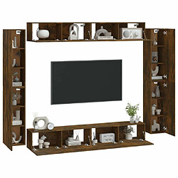 Avis Maison Chic Ensemble de meubles TV 8 pcs | Banc TV Moderne pour salon | Meuble de Rangement - Chêne fumé Bois d'ingénierie -MN83338