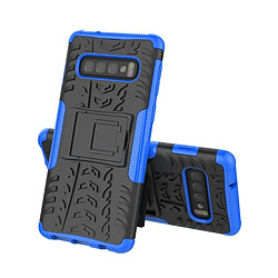 Wewoo Coque Pneu Texture TPU + PC antichoc pour Galaxy S10, avec support (bleu)