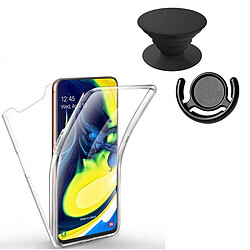 PHONECARE Kit Coque 3x1 360° Impact Protection + 1 PopSocket + 1 Support PopSocket Noir - Impact Protection - Samsung A80