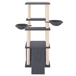 Helloshop26 Arbre à chat meuble tour grimper jouet grattage grattoir escalade plateforme avec griffoirs en sisal foncé 133 cm gris 02_0022656