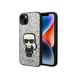 Karl Lagerfeld Coque pour Apple iPhone 14 Glitter Flakes Ikonik Argent