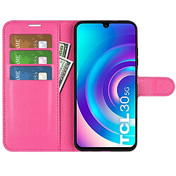 Etui en PU texture litchi avec support, rose pour TCL 30 5G