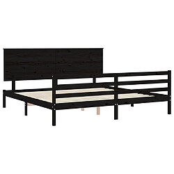 Maison Chic Lit adulte - Cadre Structure de lit avec tête de lit Contemporain noir 200x200 cm bois massif -MN35255 pas cher