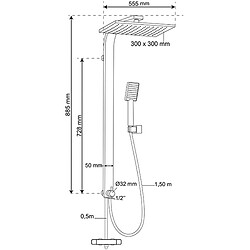 Wirquin Colonne de douche murale Design carrée Tete orientable douchette Salle de bain