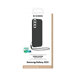 BigBen Connected Coque pour Samsung Galaxy S22 Plus 5G en Silicone avec Dragonne Assortie Noir