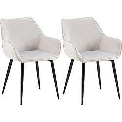 Decoshop26 Set de 2 chaises de salle à manger avec accoudoirs en tissu velours gris clair et pieds en métal noir 10_0001583