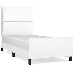 Maison Chic Lit adulte - Cadre Structure de lit avec tête de lit Contemporain Blanc 90x190 cm Similicuir -MN98798