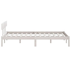 Maison Chic Lit adulte - Lit simple Cadre de lit,Structure du lit Contemporain Blanc Bois de pin massif 120x190cm UK petit double -MN38360 pas cher