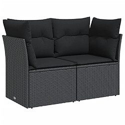 Maison Chic Canapé de jardin avec coussins 2 places | Canapé d'extérieur | Fauteuil,Banquette Jardin noir résine tressée -MN53221