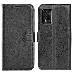 Etui en PU texture litchi, fermoir magnétique, anti-chocs avec support, noir pour votre ZTE Libero 5G II