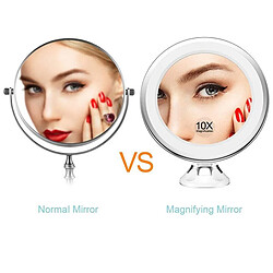 Acheter Universal Agrandissement 10x Sticker Miroir de toilette Portable avec Lumière LED Ventouse 360 ° Loupe de maquillage pivotante Baignoire de bureau à domicile |