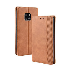 Wewoo Housse Coque Étui en cuir à boucle magnétique avec texture rétro et pour HuMate 20 Pro, support emplacements pour cartes porte-monnaie (Marron)