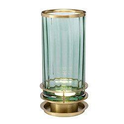 Lumière Lampe à Poser Métallerie Laiton Vieilli, Verre Vert