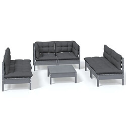 Maison Chic Ensemble Tables et chaises d'extérieur 7pcs avec coussins,Salon de jardin bois de pin massif -GKD316889