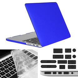 Wewoo Housse Étui bleu foncé pour Macbook Pro Retina 15,4 pouces 3 en 1 Coque de protection en plastique dur avec de clavier et prise de poussière de port