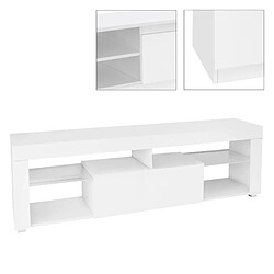 ML-Design TV lowboard blanc, 120x51x35 cm, en panneau de particules MDF