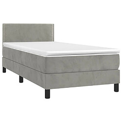 Avis Maison Chic Lit adulte- Lit + matelas,Sommier à lattes de lit et matelas Gris clair 100x200cm Velours -GKD95968