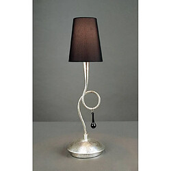 Luminaire Center Lampe de Table Paola 1 Ampoule E14, argent peint avec Abat jour noir & goutelettes en verre noir