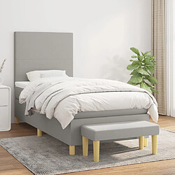 Maison Chic Lit Adulte - Lit simple Lit à sommier tapissier avec matelas moelleux - Meuble de Chambre - Gris clair 100x200cm Tissu -MN32560