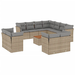 Maison Chic Ensemble Tables et chaises à dîner d'extérieur 12 pcs avec coussins,Salon de jardin mélange beige résine tressée -GKD521138