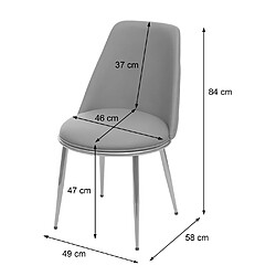 Mendler Lot de 6 chaises de salle à manger HWC-H28, chaise de cuisine, métal ~ gris, pieds noirs, velours