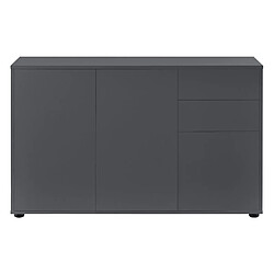 Acheter Helloshop26 Commode stylée meuble de rangement pratique avec 2 tiroirs 3 portes panneau de particules 74 x 117 x 36 cm gris foncé mat 03_0005048