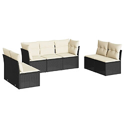 Maison Chic Salon de jardin 7 pcs avec coussins | Ensemble de Table et chaises | Mobilier d'Extérieur noir résine tressée -GKD54258