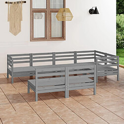 Maison Chic Salon de jardin 7 pcs - Table et chaises d'extérieur - Mobilier/Meubles de jardin Moderne Bois de pin massif Gris -MN91408