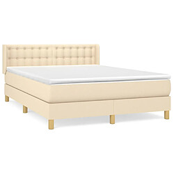 vidaXL Sommier à lattes de lit avec matelas Crème 140x200 cm Tissu