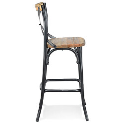 Avis Alterego Tabouret de bar 'COTTAGE' en bois finition Noyer effet vieilli noir