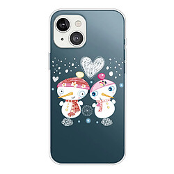 Coque en TPU antichoc, motif de Noël, antichute pour votre iPhone 14 Plus - couple bonhomme de neige