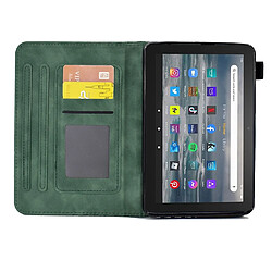 Etui en PU fonction d'éveil/veille automatique avec support et porte-cartes pour votre Amazon Fire HD 8 (2020) - vert