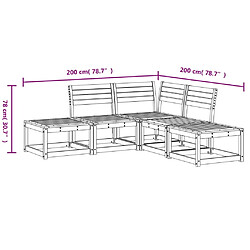 vidaXL Salon de jardin 5 pcs blanc bois massif de pin pas cher