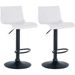 Decoshop26 Lot de 2 tabourets de bar design simple avec repose-pieds en plastique blanc pieds en métal noir 10_0004048