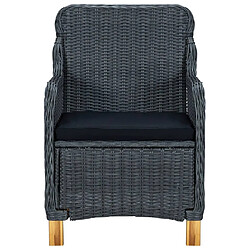 Acheter Maison Chic Lot de 2 Chaises de jardin,Fauteuil d'extérieur avec coussins Résine tressée Gris foncé -MN62385