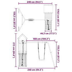 vidaXL Aire de jeux d'extérieur bois massif de douglas pas cher