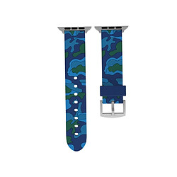 Wewoo Bracelet bleu pour Apple Watch Series 3 & 2 & 1 38mm Mode Camouflage Motif Silicone de montre