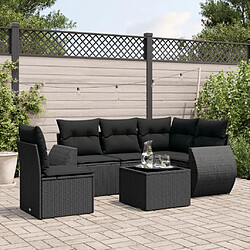 vidaXL Salon de jardin 6 pcs avec coussins noir résine tressée