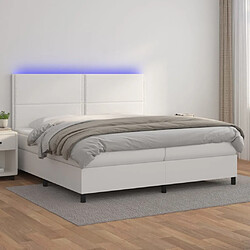 Sommier à lattes et matelas LED,Cadre à lattes de lit pour Adulte Blanc 200x200 cm Similicuir -MN25055