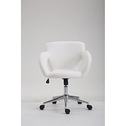 Decoshop26 Fauteuil chaise de bureau en synthétique blanc avec accoudoirs hauteur réglable BUR10342