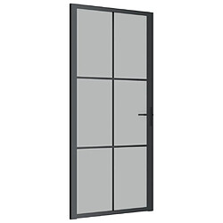 vidaXL Porte intérieure 93x201,5 cm Noir Verre mat et aluminium