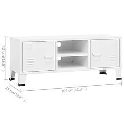 vidaXL Meuble TV industriel Blanc 105x35x42 cm Métal pas cher